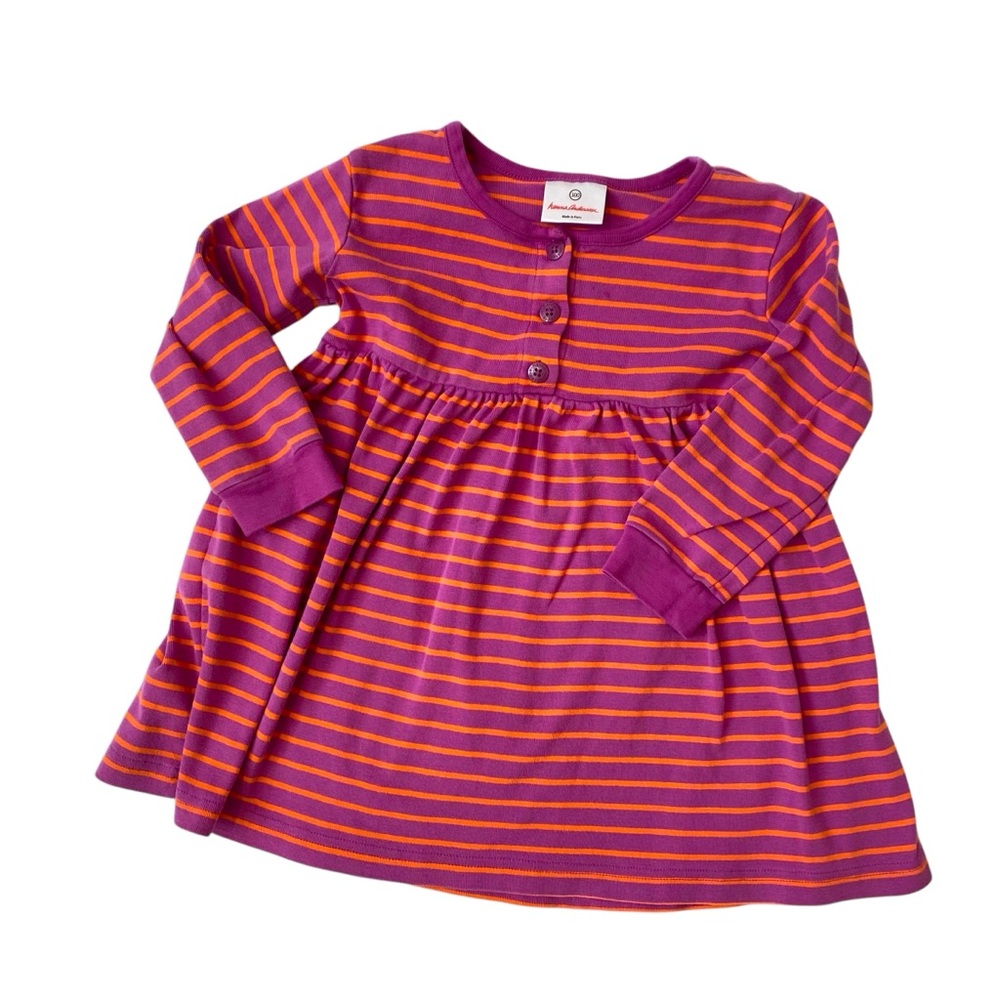 HANNA ANDERSSON Play Dress Vintage Y2K Cotton Skirt Too Stripe Pink Orange Long